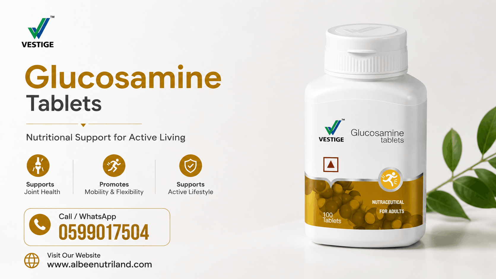 Vestige Joint Support Supplement Glucosamine Capsules