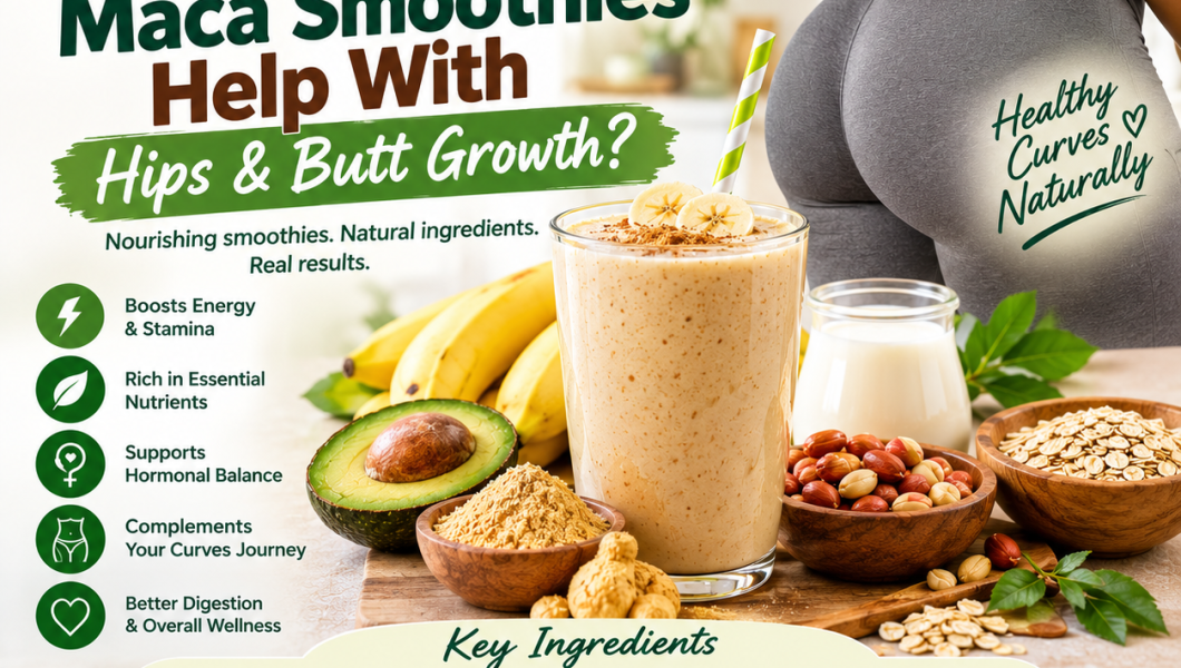 Maca smoothie with banana, avocado, groundnut paste, milk and other nutritious ingredients.