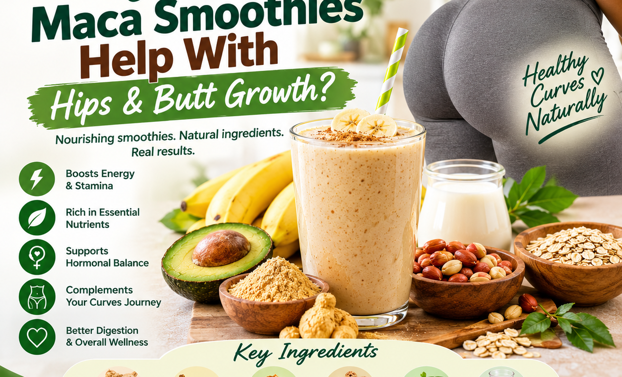 Maca smoothie with banana, avocado, groundnut paste, milk and other nutritious ingredients.