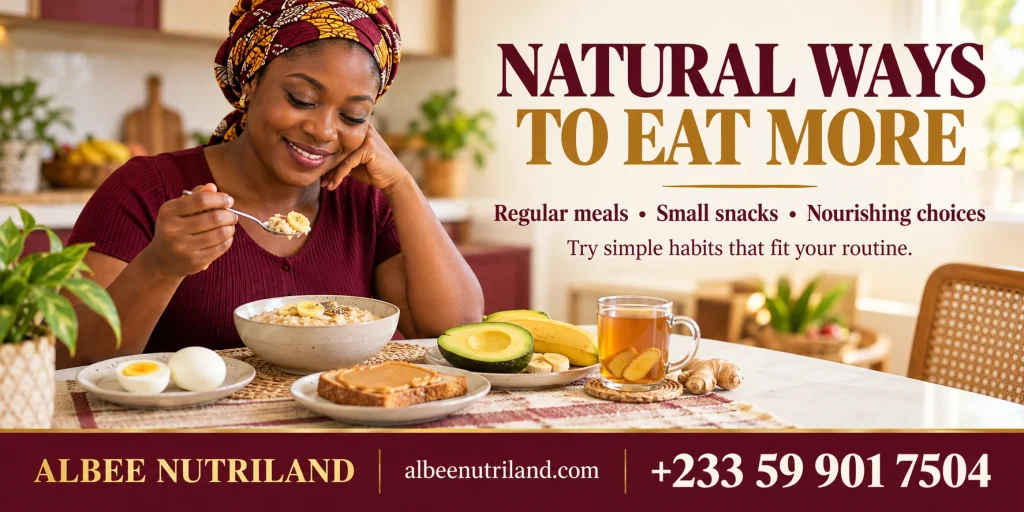 Natural appetite boosters: a colourful Ghanaian meal with ginger tea