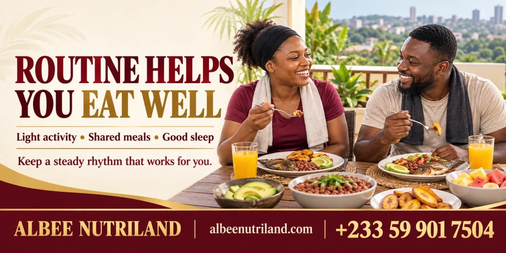 Natural appetite boosters: a colourful Ghanaian meal with ginger tea
