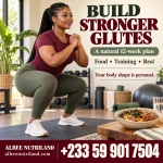 Ghanaian woman doing hip thrusts to get bigger hips and butt naturally