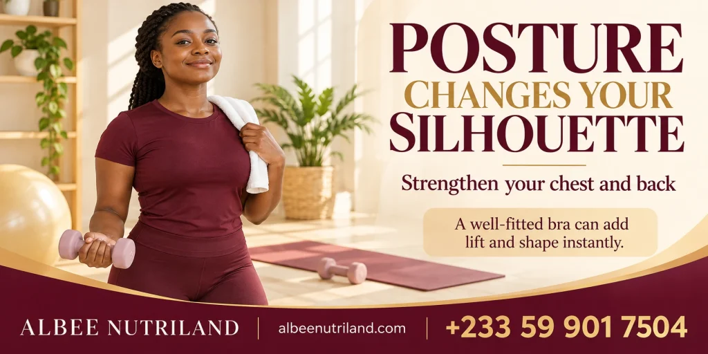 Woman doing push-ups to lift and firm the chest as a natural way to increase breast size