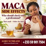 Maca side effects: a woman reading a maca powder label