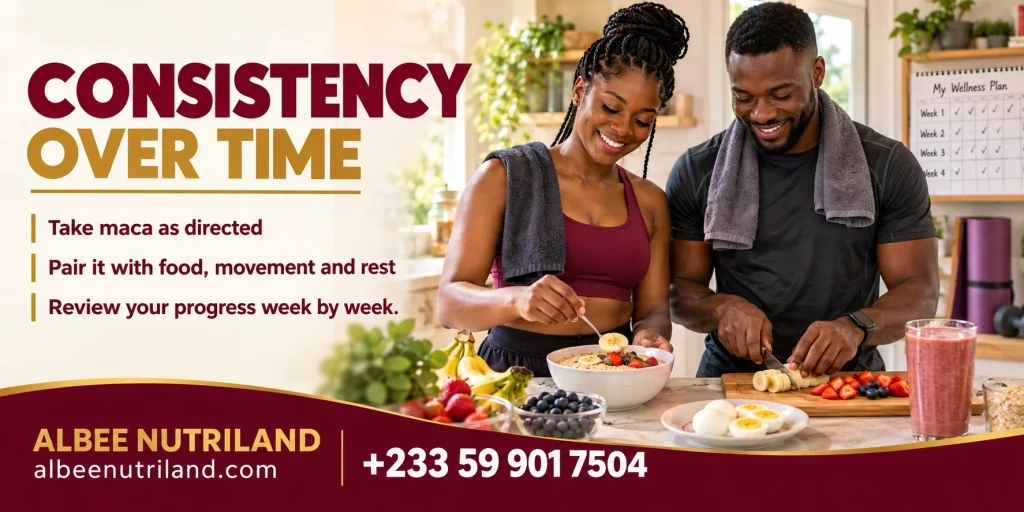 How long does maca take to work: a maca shake next to a calendar