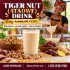 Homemade tiger nut drink in a glass with atadwe and dates