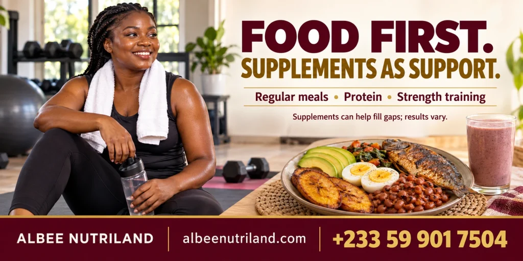 Weight gain supplements for women: protein shake, mass gainer and maca powder